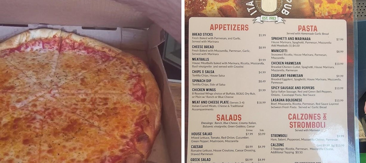 Italian Pizza Pub Menu